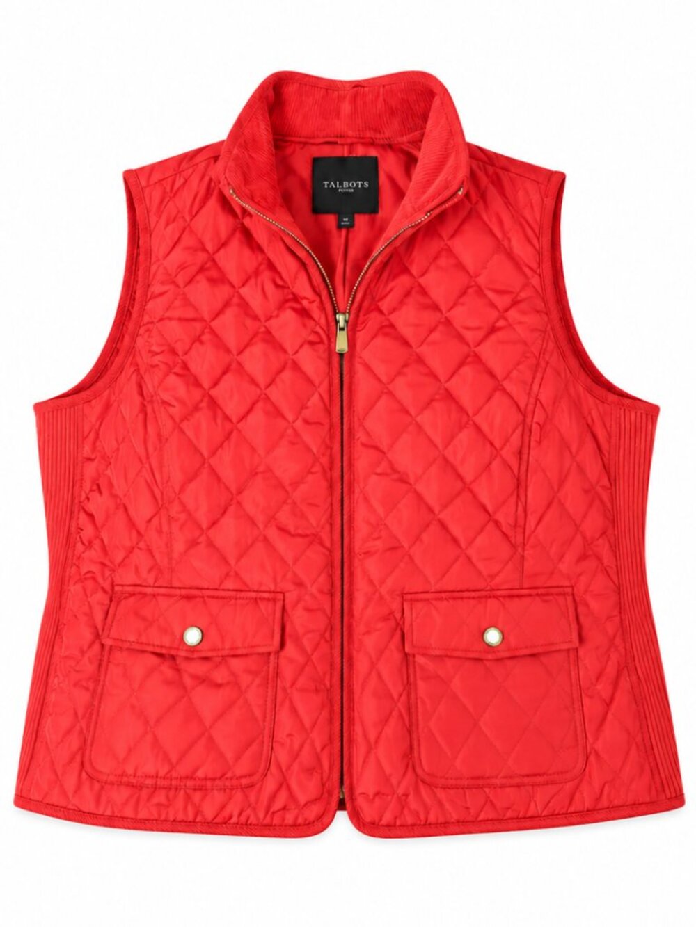 Talbots Quilted Vest Women’s 3X Coral Red Full Zip Lightweight Plus Size